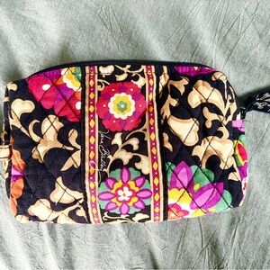 Vera Bradley Black Floral Quilted Cosmetic Pouch